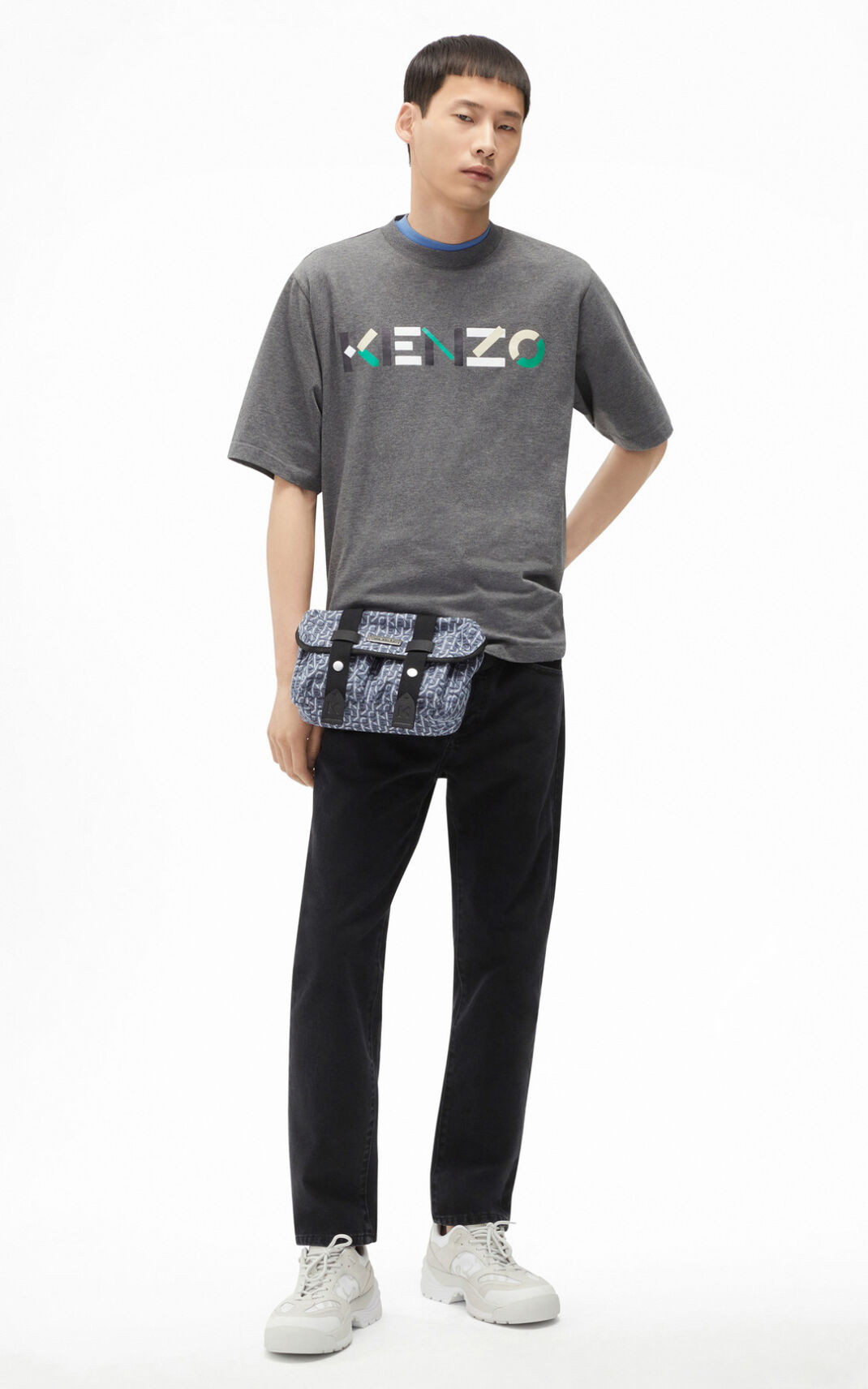 Kenzo Multicoloured oversize Logo Tシャツ メンズ グレー - AEQVWY827